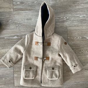 Mayoral boy beige/navy pea coat 18m